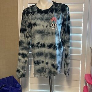 Tie-Dye Long Sleeve Tee with Skull Design